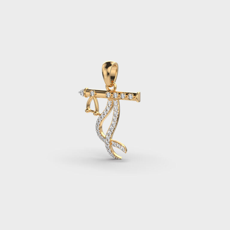 Krishna’s Flute Diamond Pendant (Without Chain)